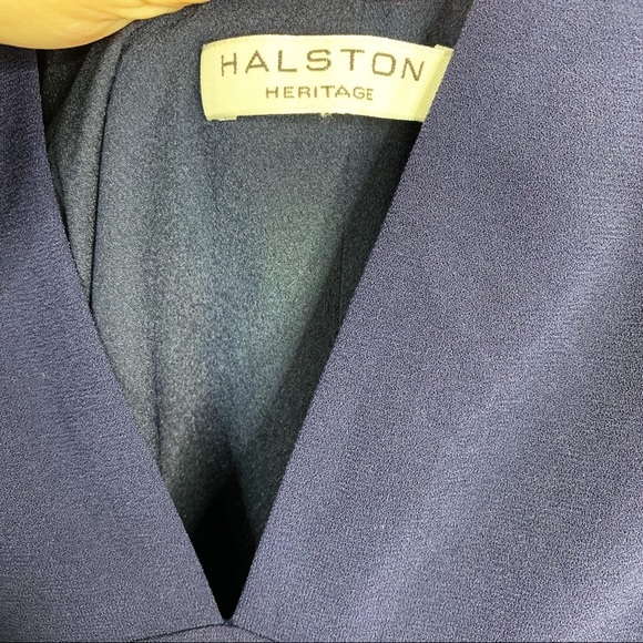 Halston Heritage Navy Blue Plunge Neck Jumpsuit - Picture 5 of 5
